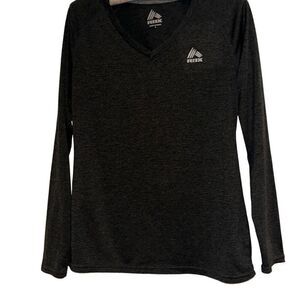 RBX Ladies Small Charcoal Heather V-Neck Long Sleeve Activewear T-Shirt